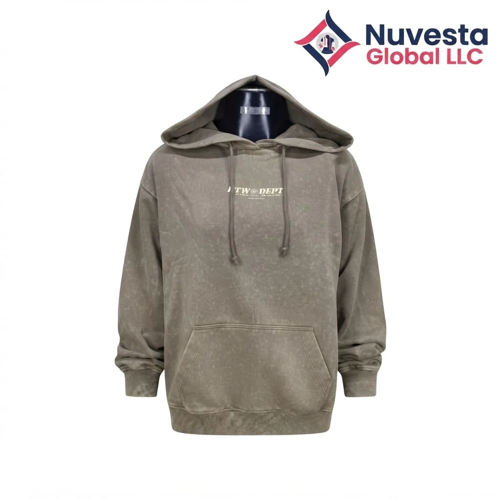 Nuvesta Acid Wash Graphic Hoodie – Taupe