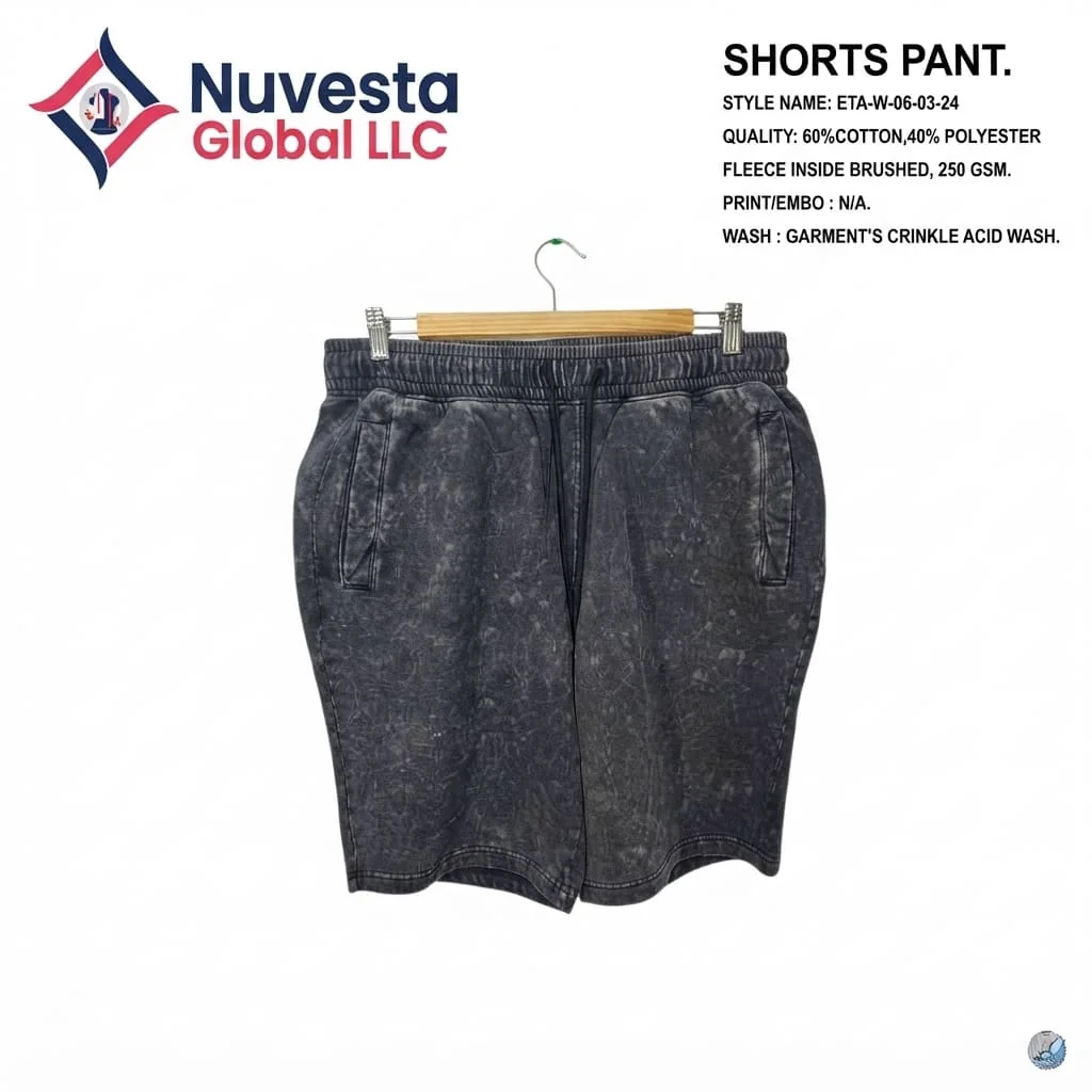 Nuvesta Crinkle Acid Wash Fleece Shorts – Navy