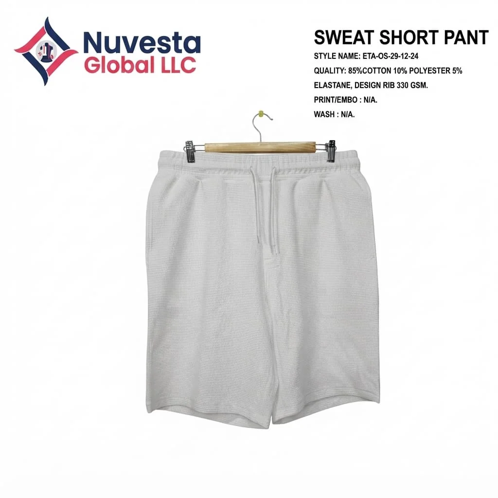 Nuvesta Waffle Rib Sweat Shorts – White