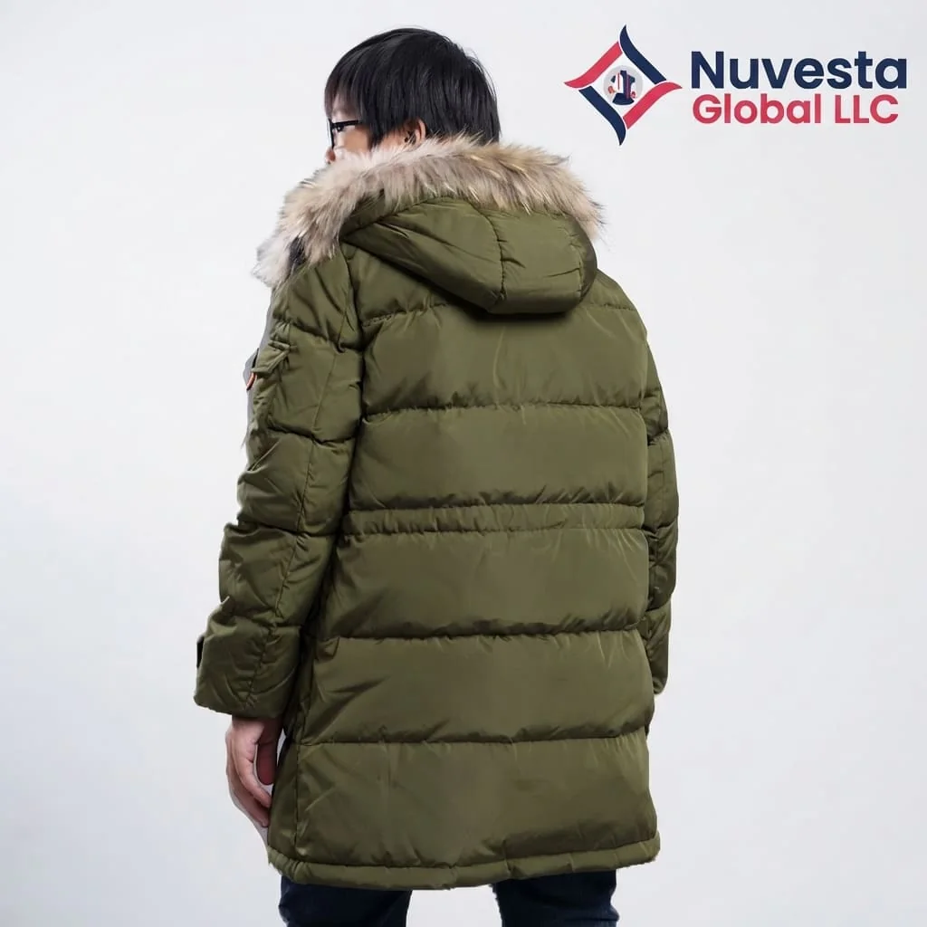 Nuvesta Fur-Hood Padded Parka – Olive