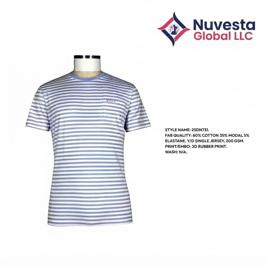 Nuvesta Yarn-Dyed Stripe Pocket Tee – Lilac