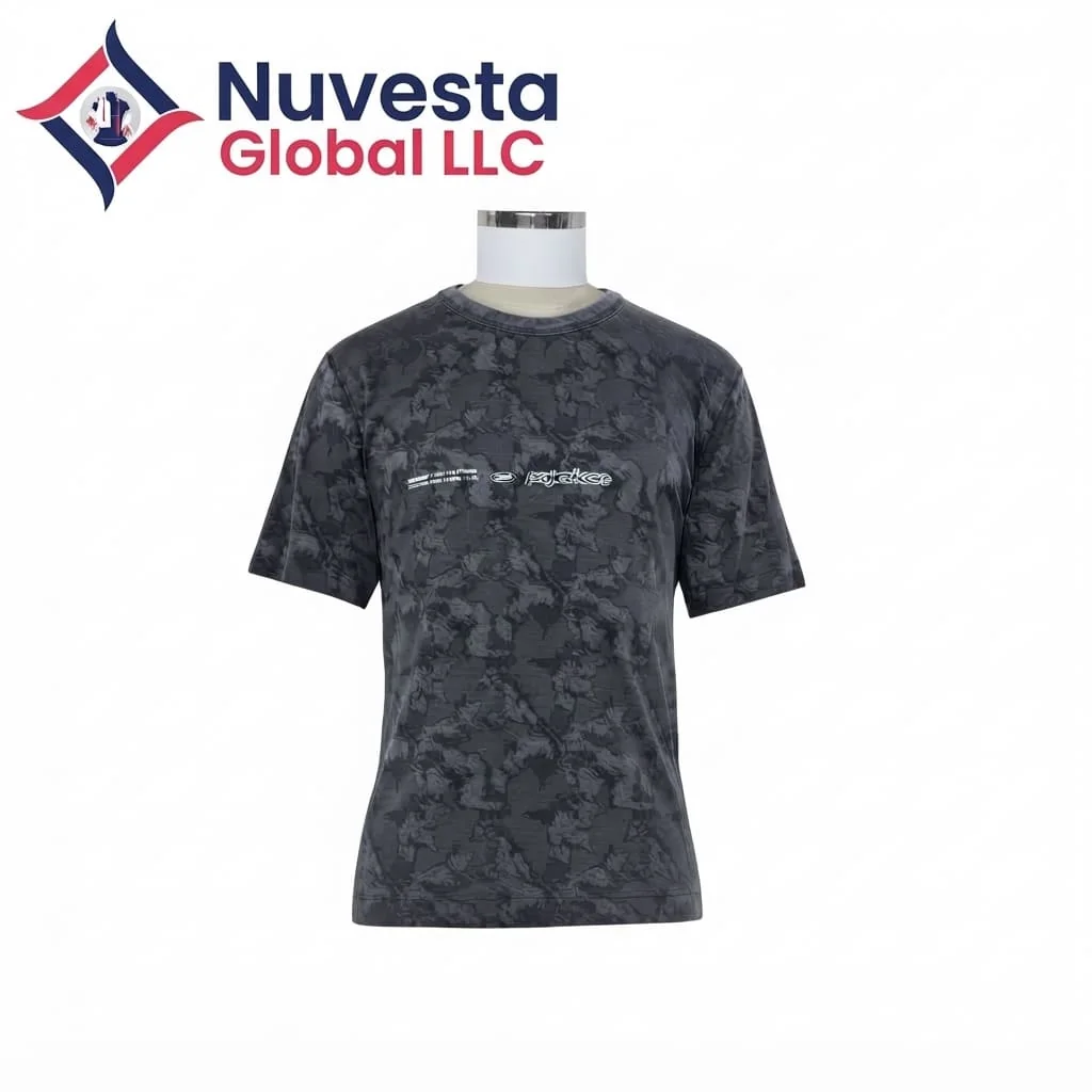 Nuvesta Abstract Camo Print Tee – Charcoal