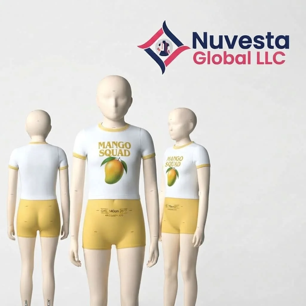 Nuvesta Girls Mango Squad Tee & Shorts Set – White/Yellow