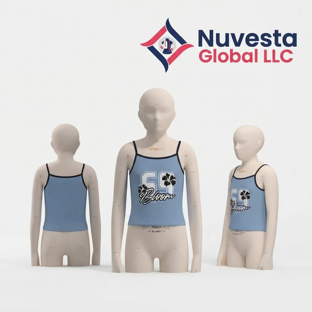 Nuvesta Girls “Bloom” Graphic Cami Top – Sky Blue