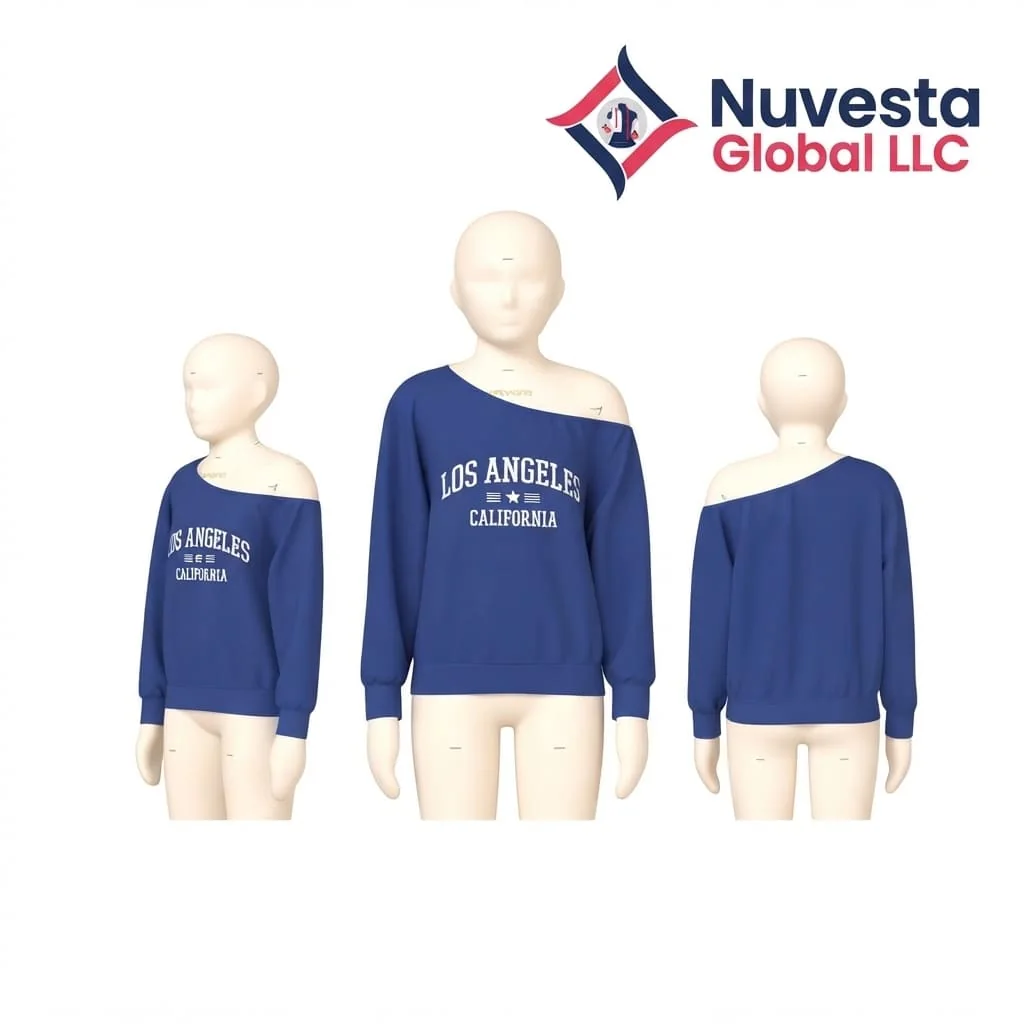 Nuvesta Girls Off-Shoulder Los Angeles Sweatshirt – Royal Blue