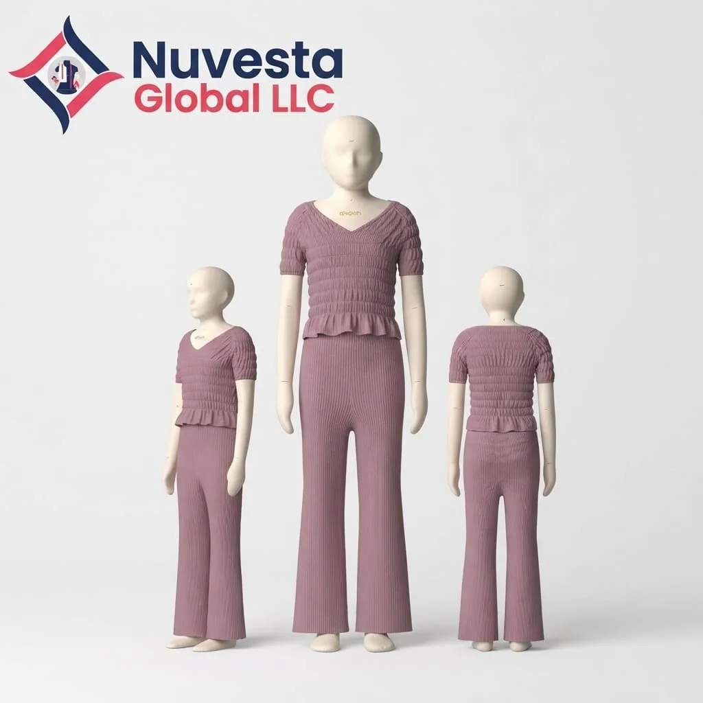 Nuvesta Girls Smocked Top & Rib Flare Pants Set – Dusty Rose