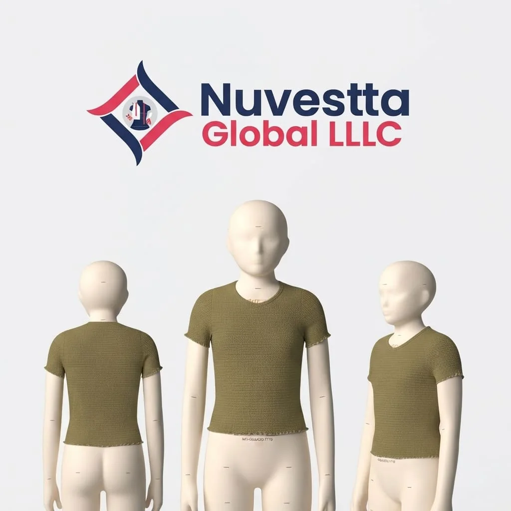 Nuvesta Girls Textured Lettuce-Edge Tee – Khaki