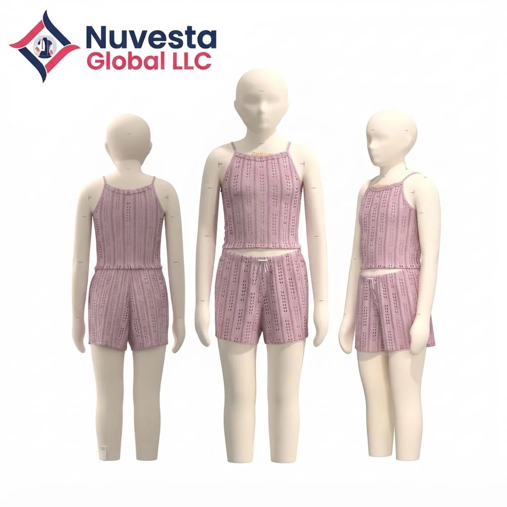 Nuvesta Girls Pointelle Cami & Shorts Set – Mauve