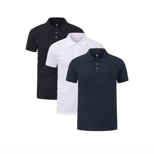 Men's Pique Polo 3-Pack - Black/White/Navy