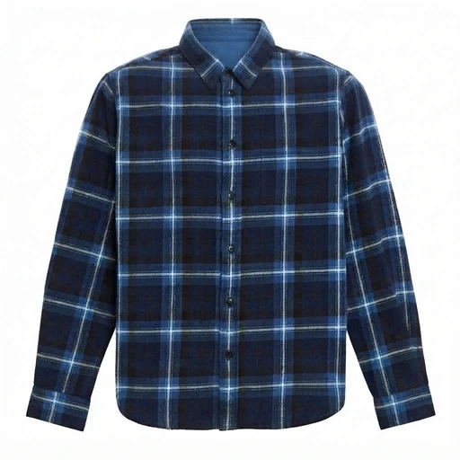 Men's Brushed Flannel Check Shirt - Indigo