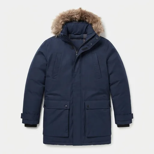 Men's Faux-Fur Hood Parka - Navy