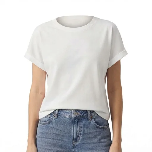 Women's Rolled-Sleeve Crew Neck T-Shirt - White