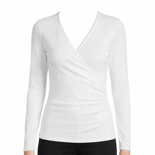 Women's Long-Sleeve Wrap Top - White